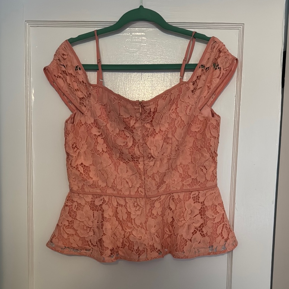 Marciano Lace Off-Shoulder Top in Coral - Picture 4 of 4